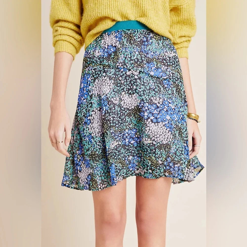 MAEVE‎ by ANTHROPOLOGIE Kerry Mini Skirt in Blue Motif